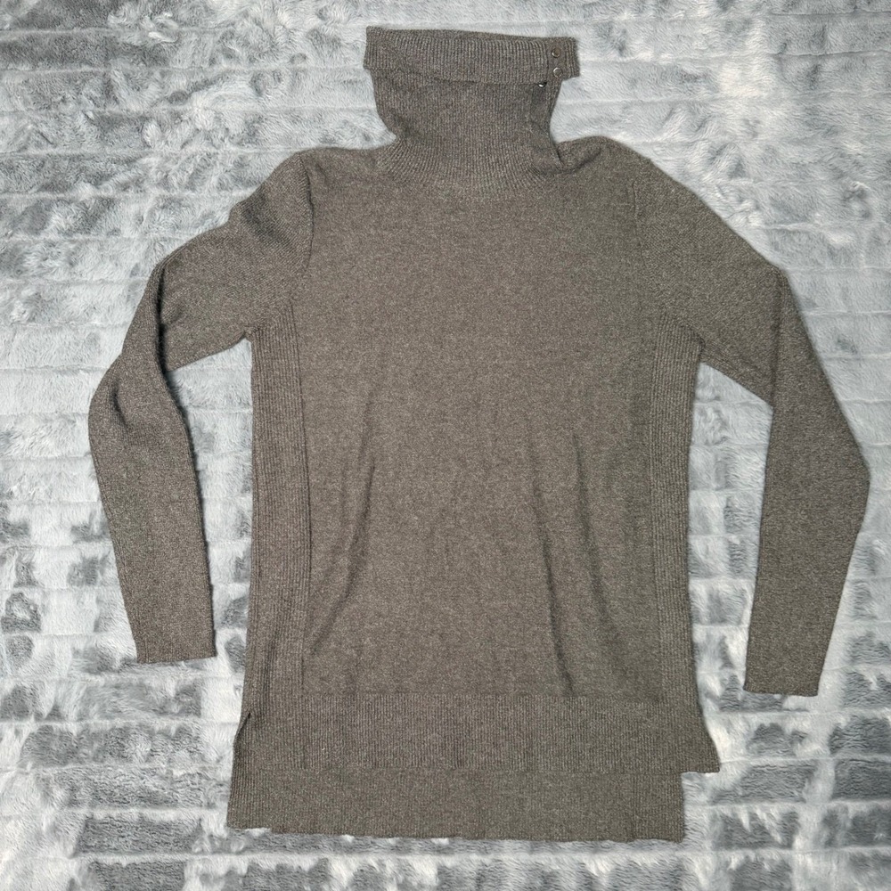 Calvin Klein Jeans Womens Brown Ribbed Turtleneck Tunic Sweater Size M 6226